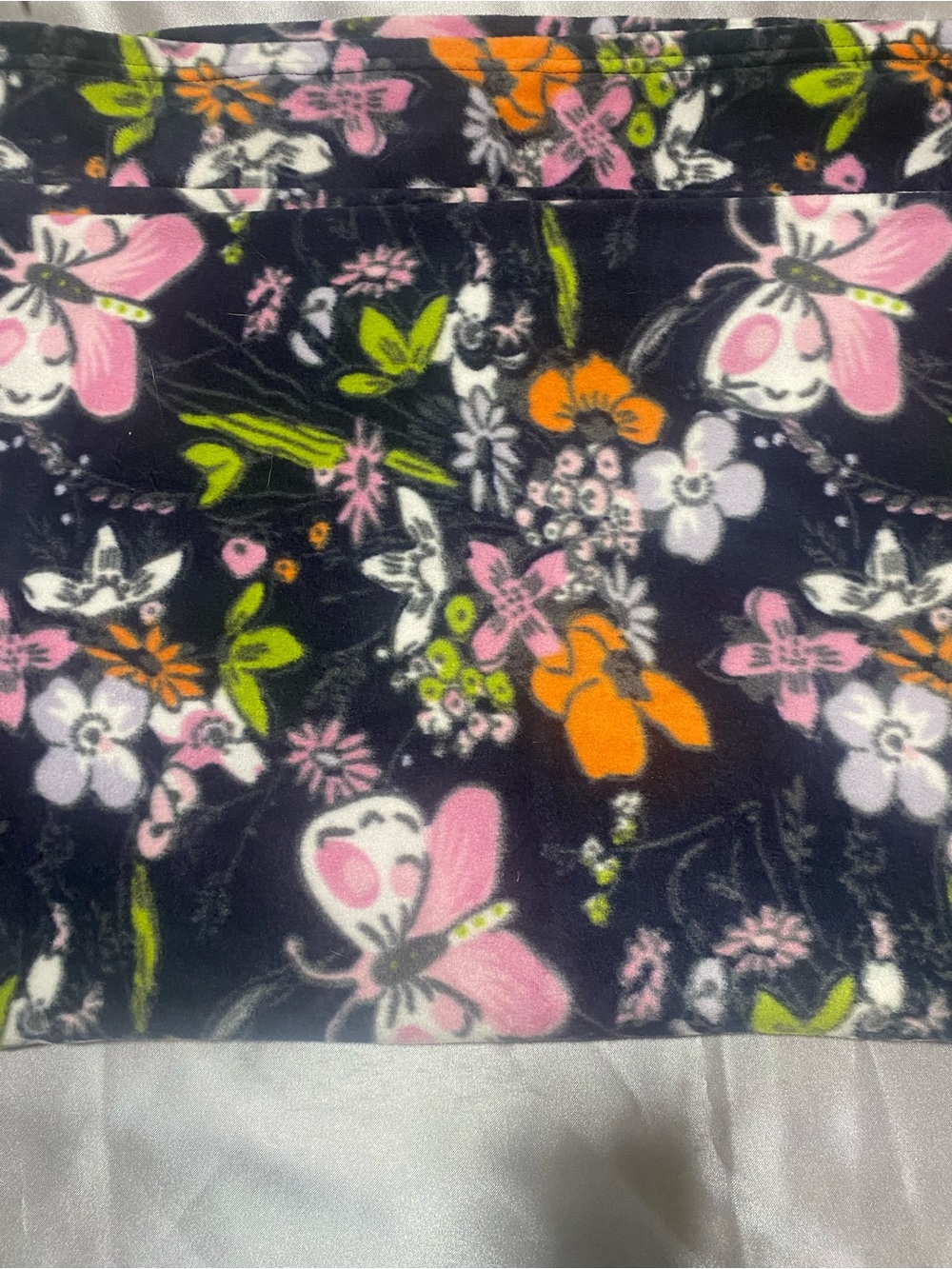 Vera Bradley Black Floral Butterfly Print Travel Blanket